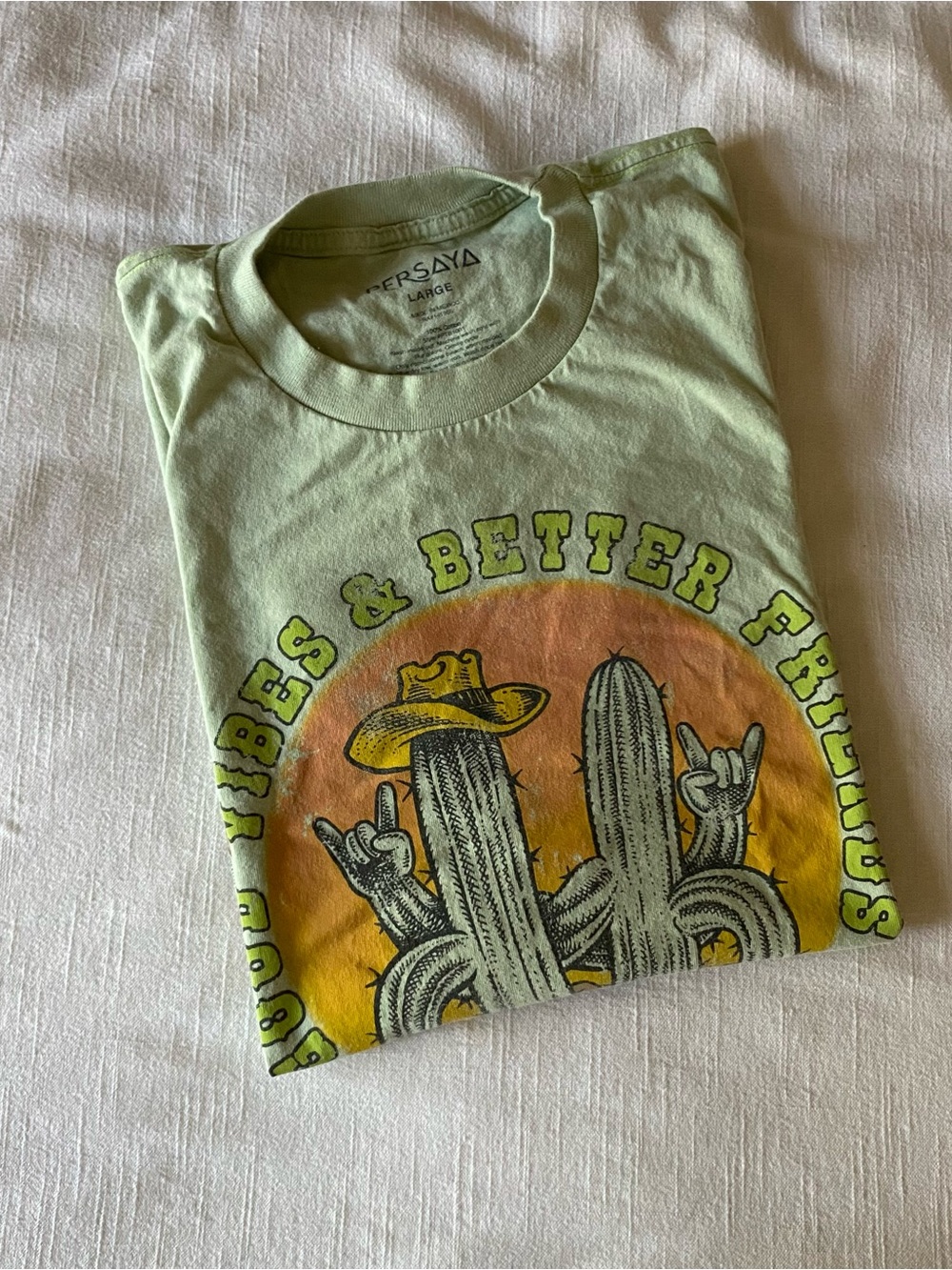 Persaya Sage green Cactus Graphic Cotton Shirt